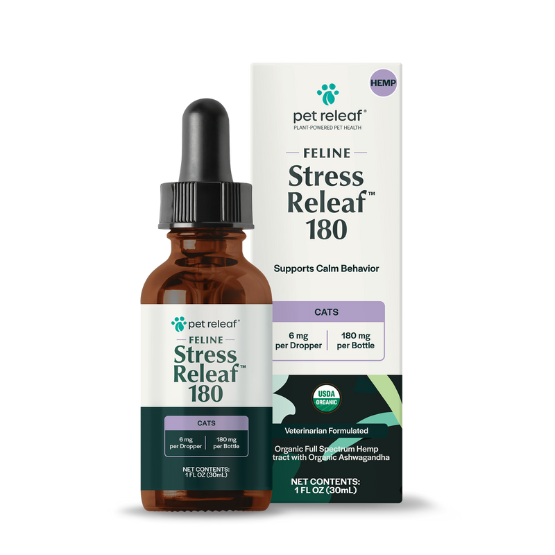 USDA Organic Feline Stress Releaf 180mg Calming Hemp Oil For Cats