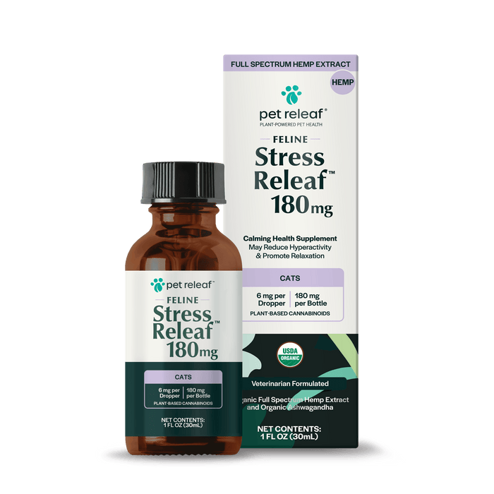 USDA Organic Feline Stress Releaf 180mg Calming Hemp Oil For Cats