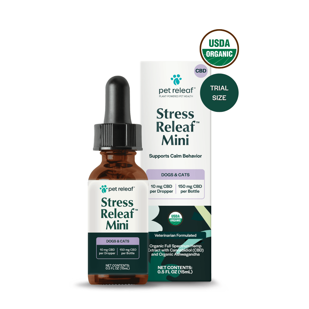 Rleaf Stress Releaf Mini 150mg CBD Oil | Pet Releaf