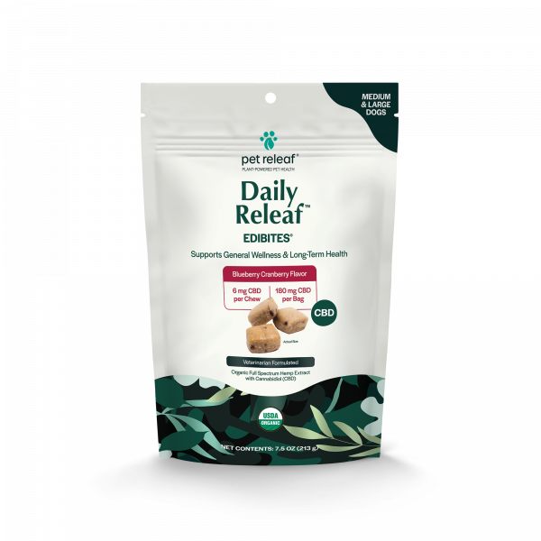 Daily Releaf Edibites for Medium Large Dogs - Blueberry Cranberry Flavor